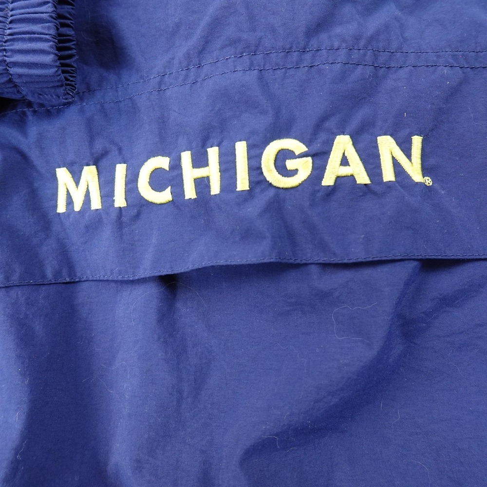 VTG Michigan Wolverines Jacket Mens L Blue NCAA Football Nike Pullover 1/4 Zip - Picture 12 of 14